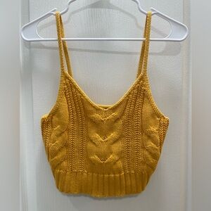 NWT American Eagle Outfitters Mustard Cable Knit Crop Camisole